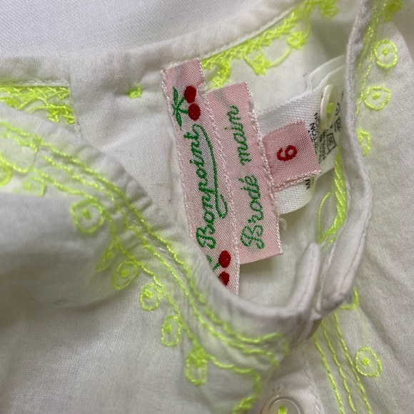 Bonpoint white and neon green detail caftan style shirt - Picture 3 of 4